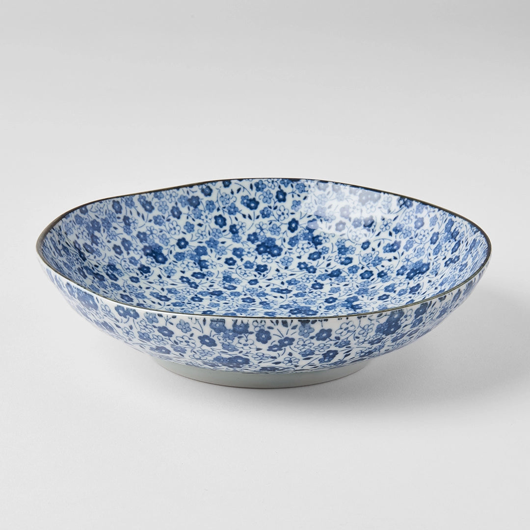 Japanese Blue Daisy Shallow Bowl