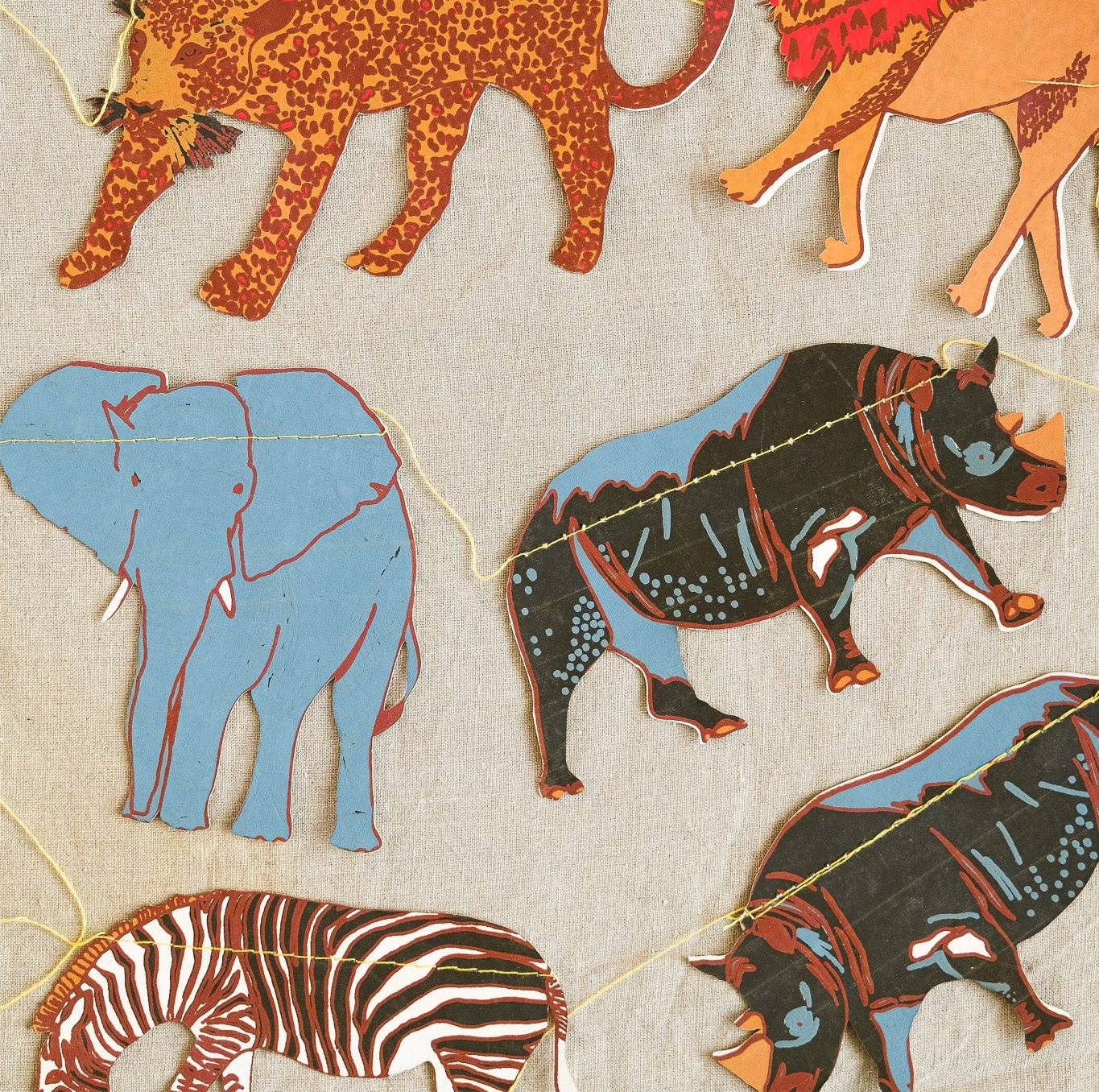 East End Press - Safari Animals Sewn Garland