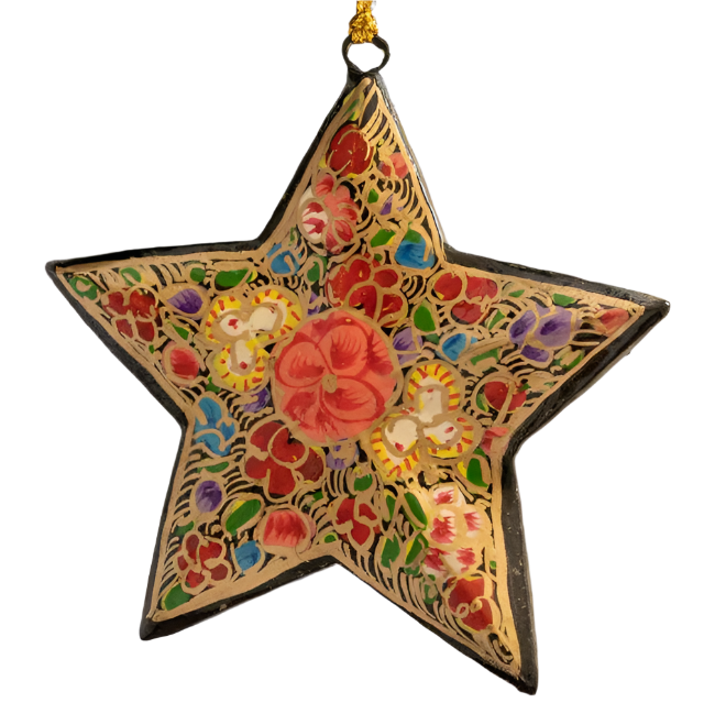 Floral Mini Star Hanging Christmas Bauble Ornament