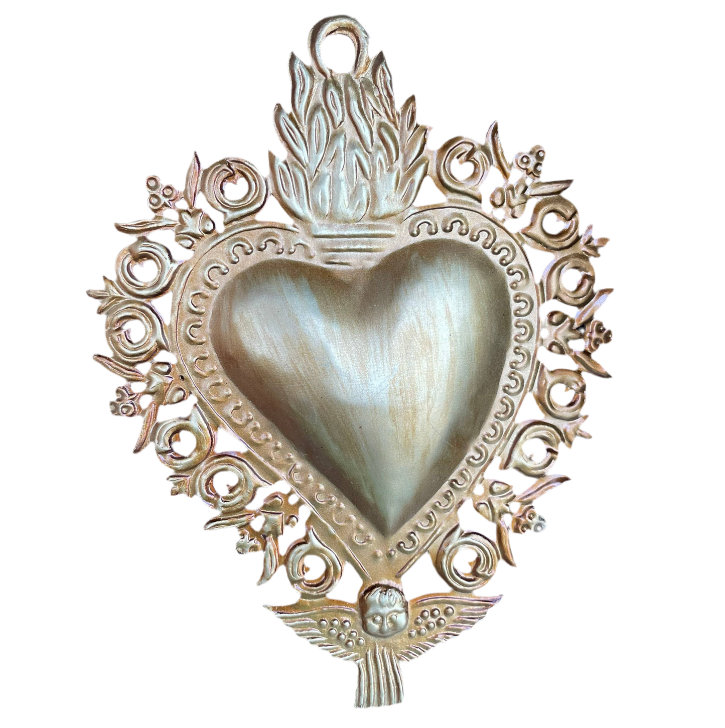 Victoriana Sacred Heart Tin Milagros Hanging Ornament