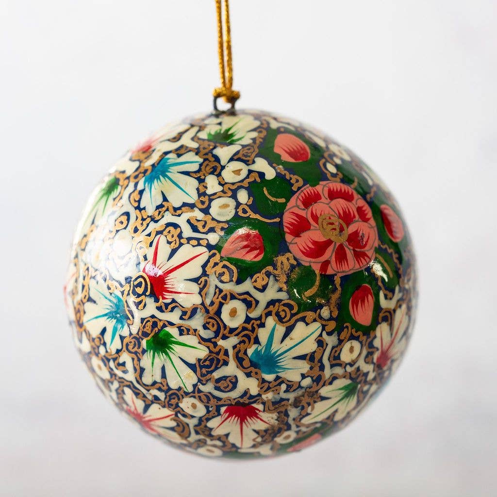 2" Turquoise & Pink Floral Christmas Decoration