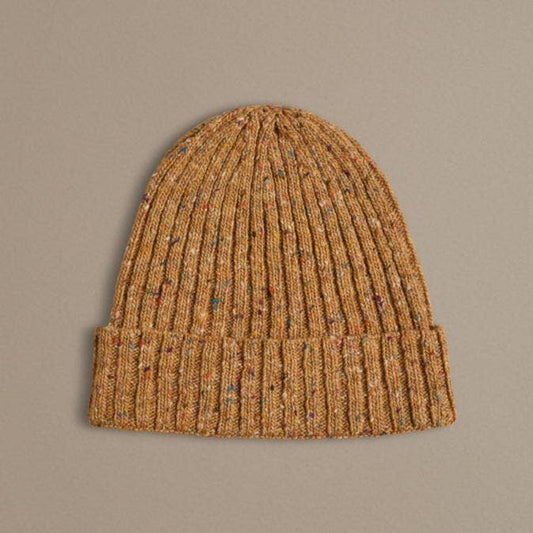 Donegal Wool Beanie in Yellow Confetti