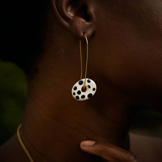 Zawadi Ceramic Disc Earrings – Hand-Cast in Kenya
