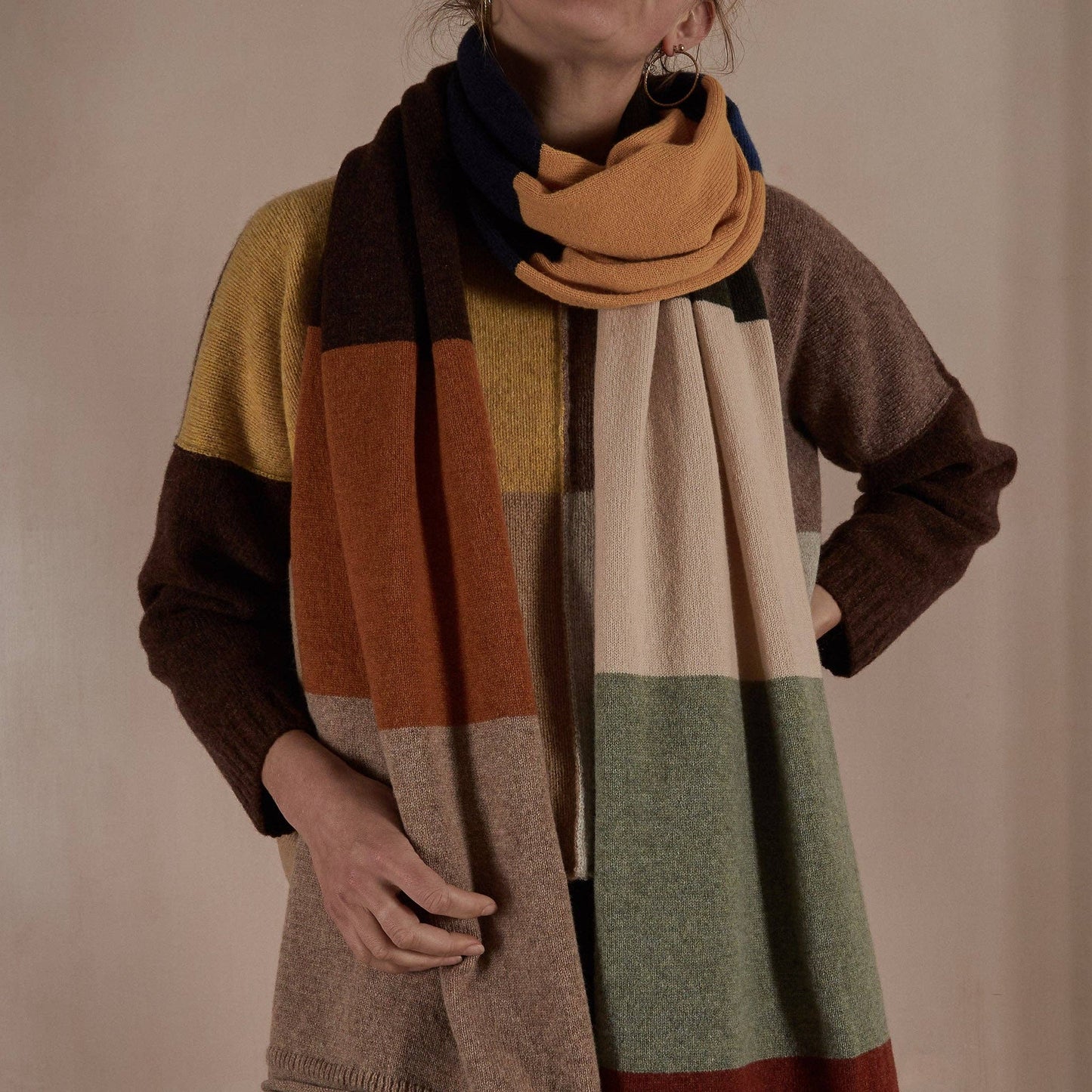 Oversized Stripey Winter Colours Scarf