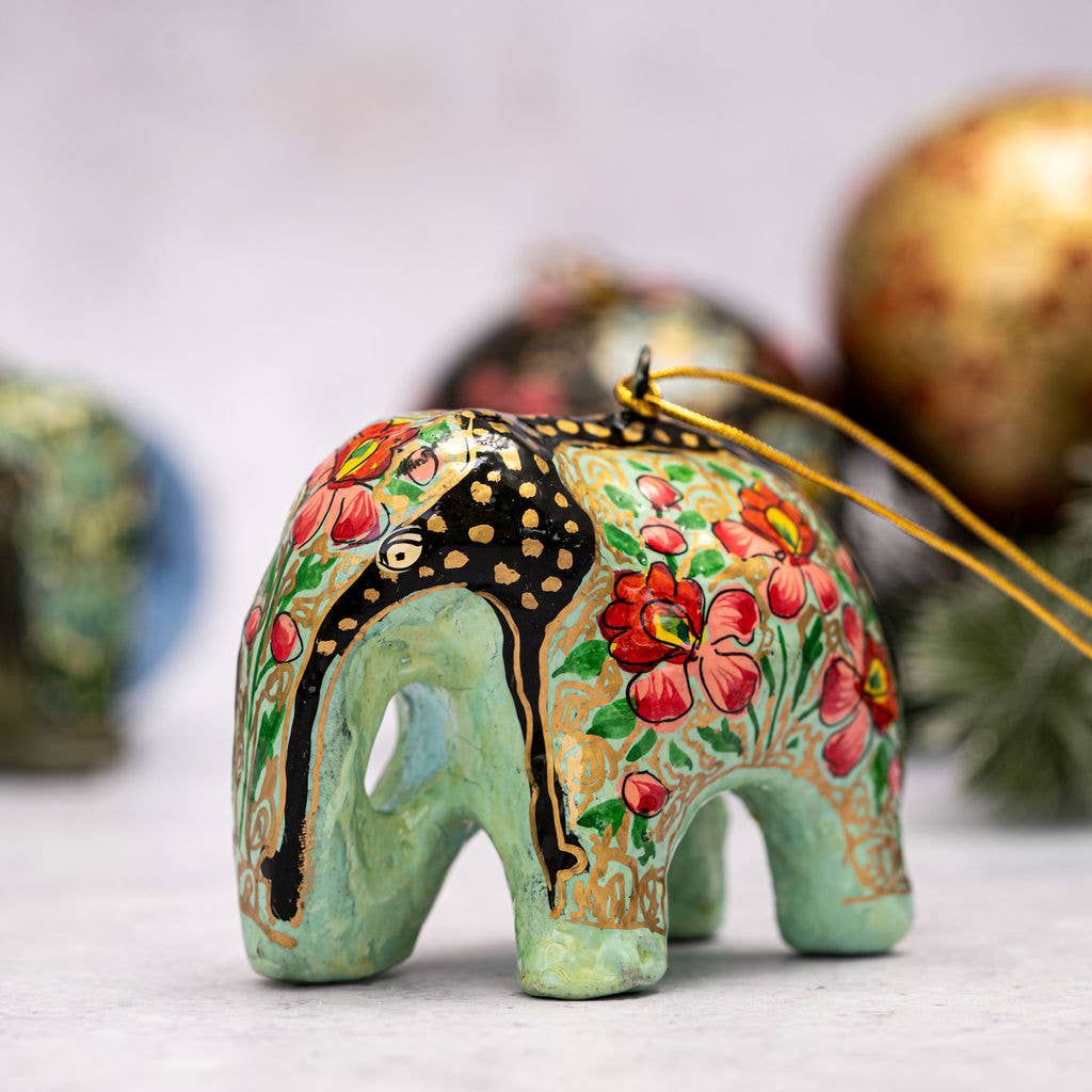 Hand-painted Elephant Christmas Tree Bauble Decoration