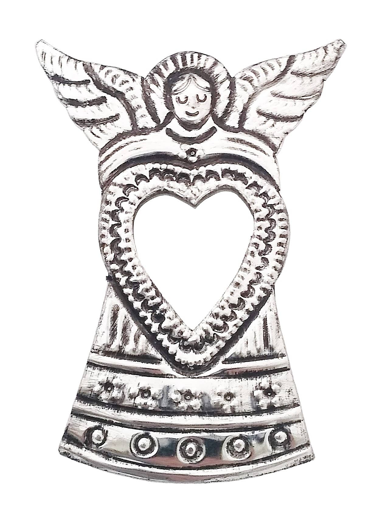 Mexican Tin Milagros - Small Tin Angel With Mirror