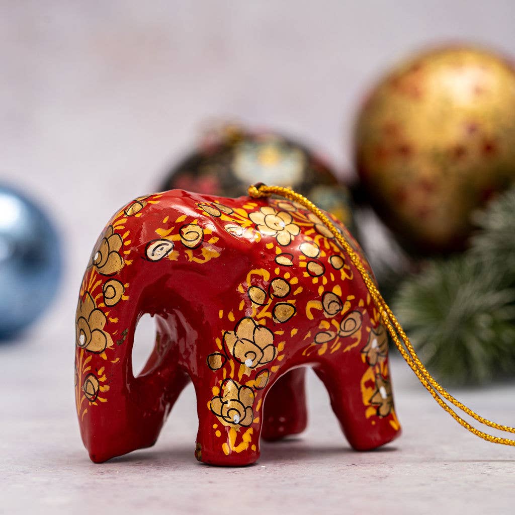 Hand-painted Elephant Christmas Tree Bauble Decoration