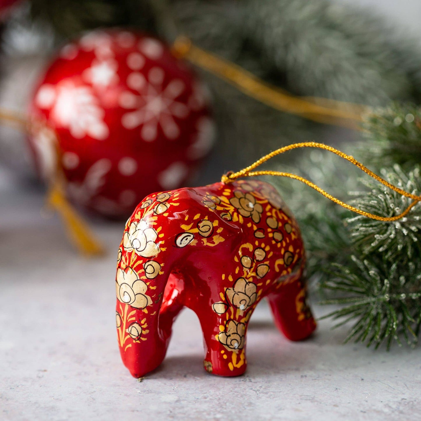 Hand-painted Elephant Christmas Tree Bauble Decoration