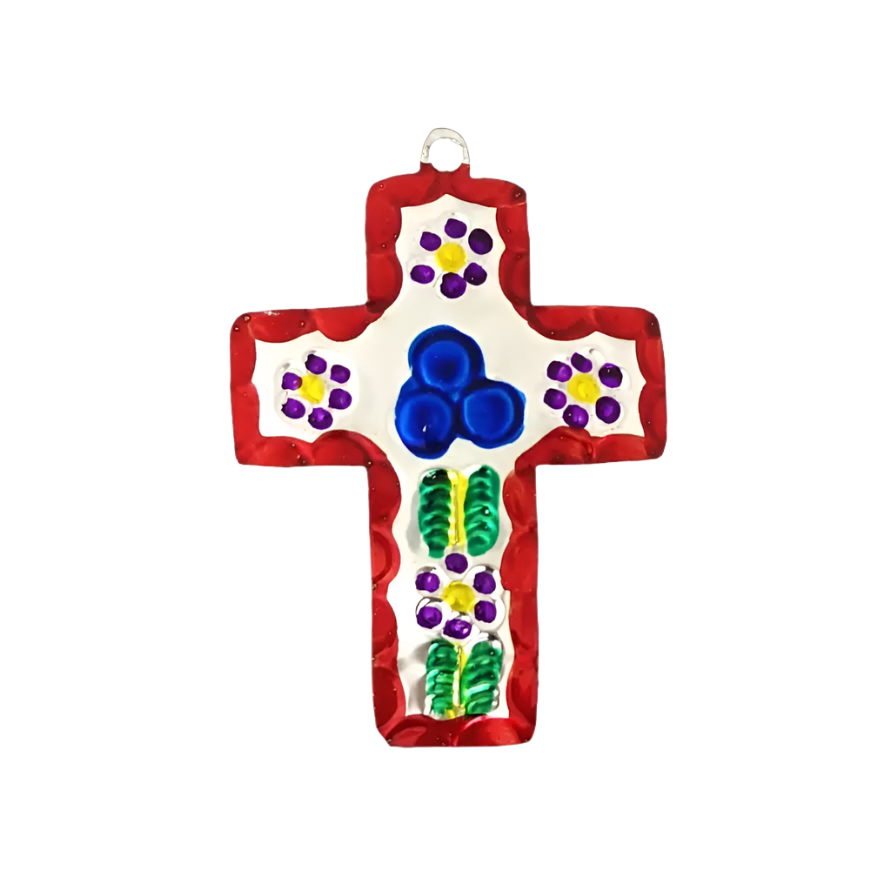 Mexican Tin Ex Voto Milagros - Cross