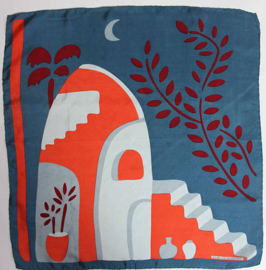 Kasbah Blue & Orange Mini Square Silk Scarf