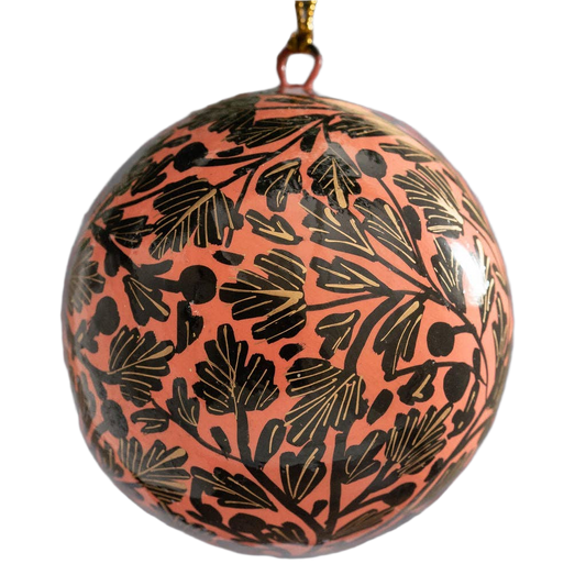 Pink Leaves Hand-Painted Christmas Bauble Decoration