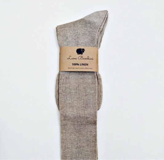 100% Linen Natural Long Socks