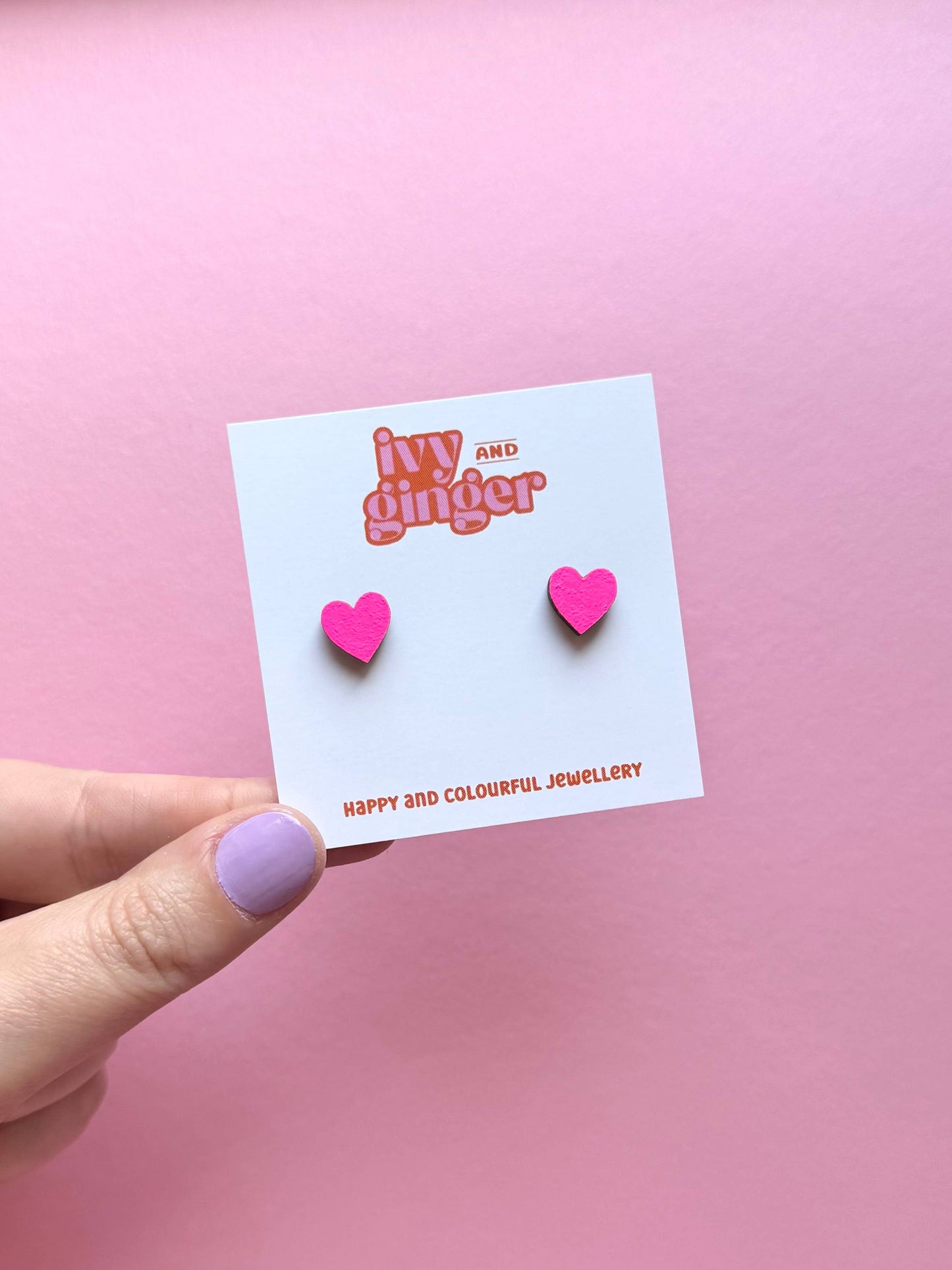 Mini Neon Pink Heart Earrings