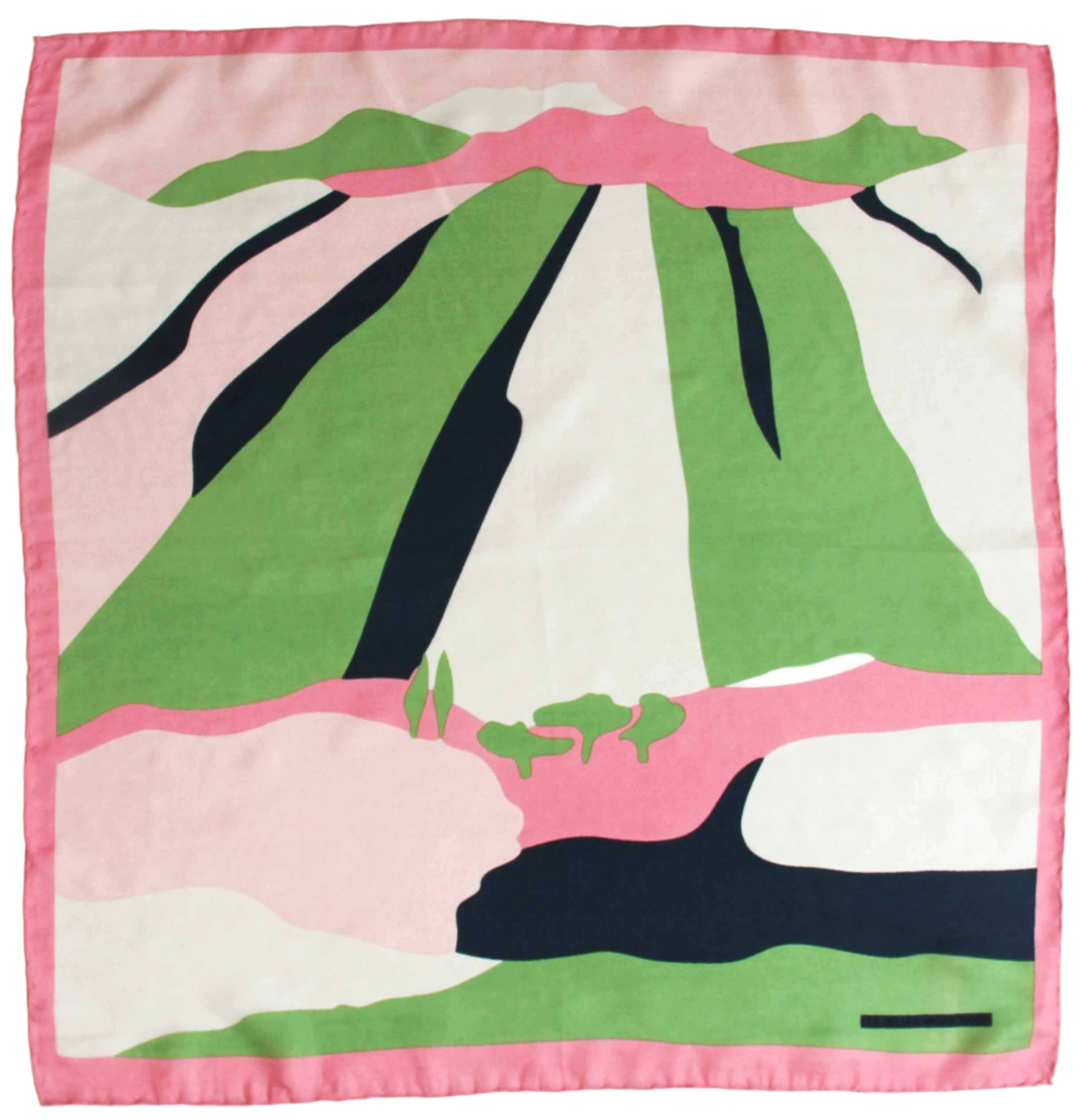 Vivaro Khaki & Pink Mini Square Silk Scarf
