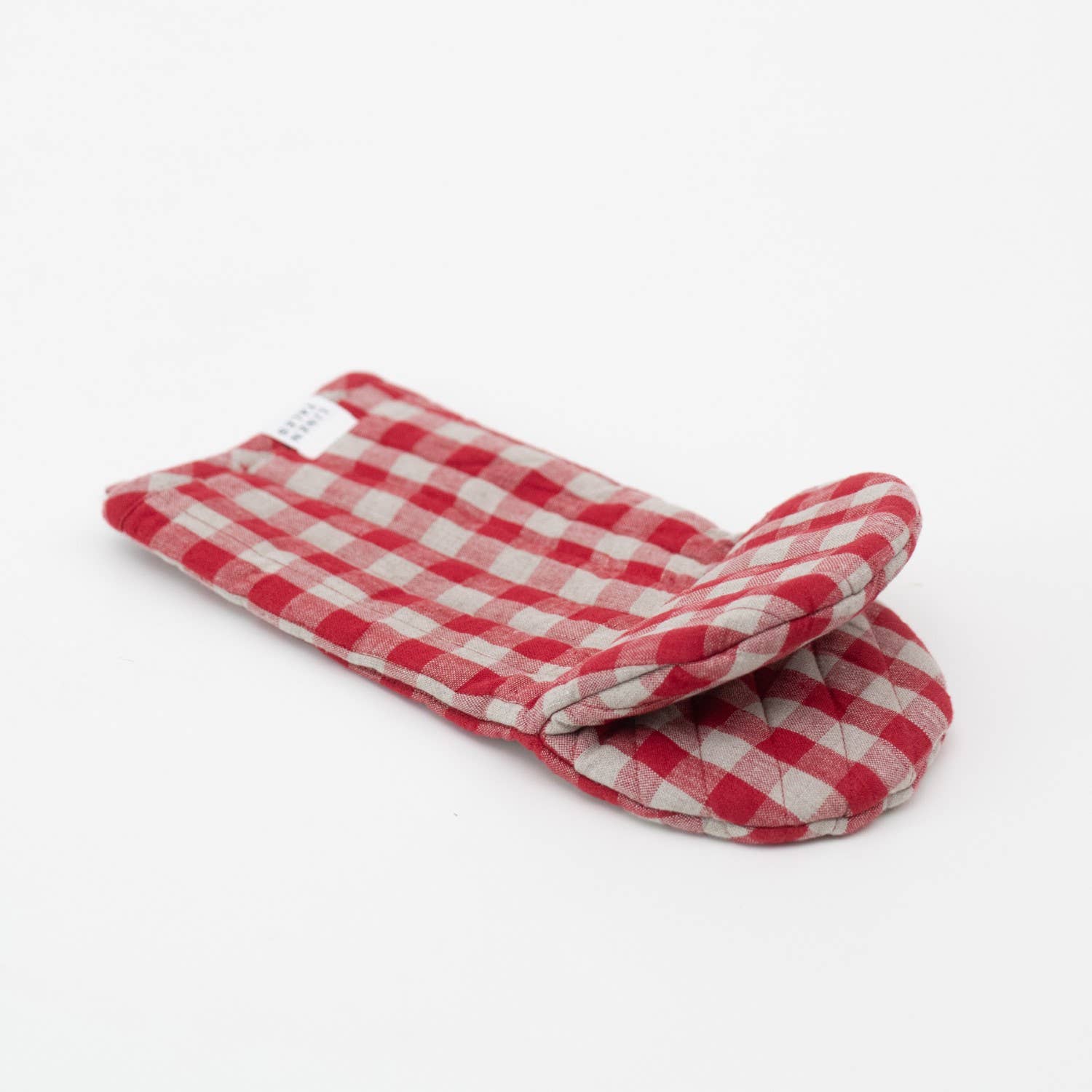 Red Gingham Christmas Linen Oven Mitt