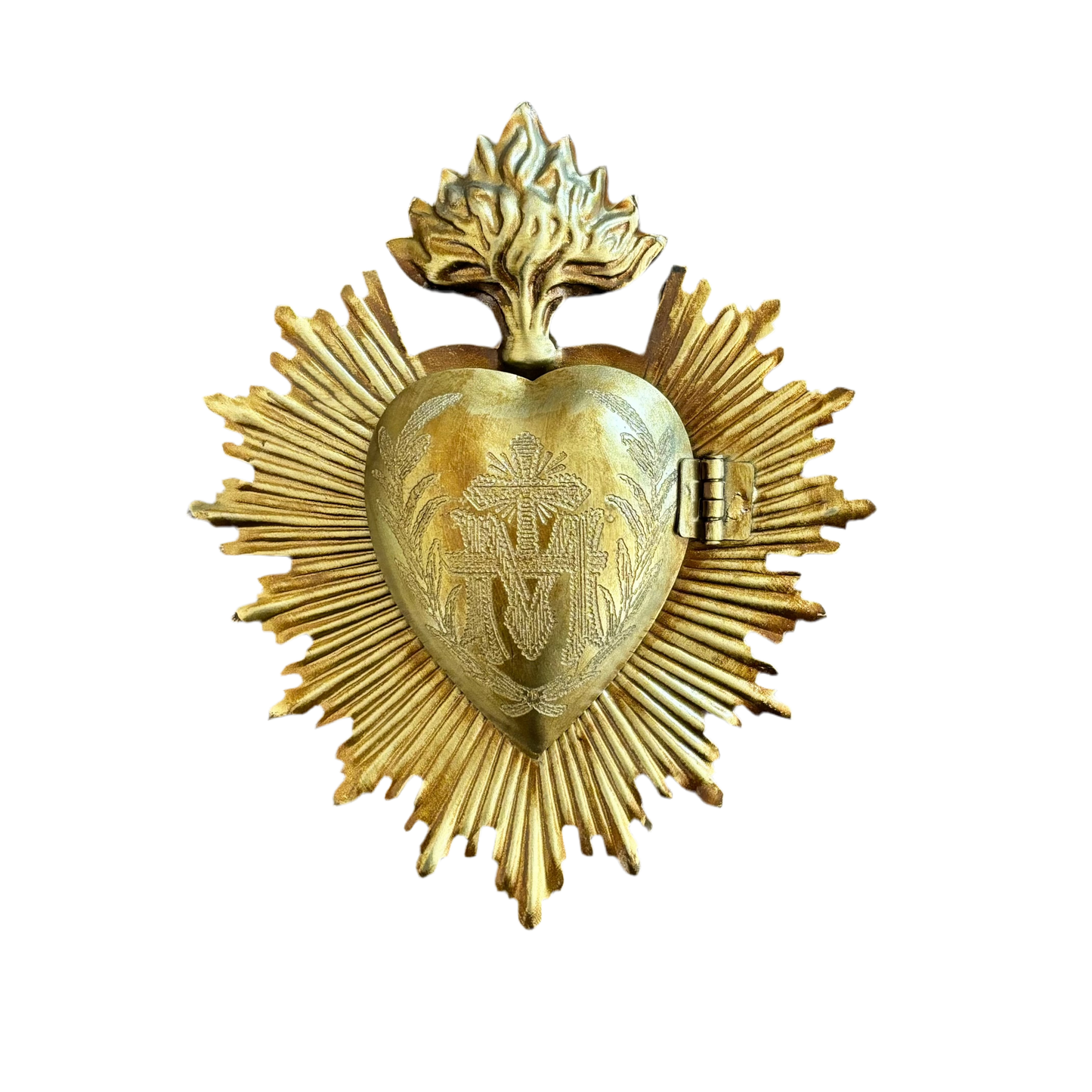 Flaming Sacred Heart Milagros Hanging Ornament