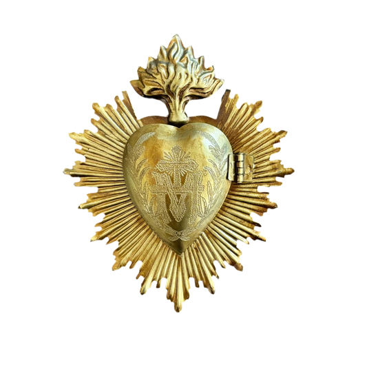 Flaming Sacred Heart Milagros Hanging Ornament