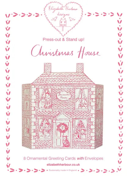 Pop-Up Xmas Town House Decorations Note Cards