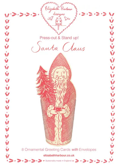 Pop-Up Xmas Father Christmas Decorations Note Cards