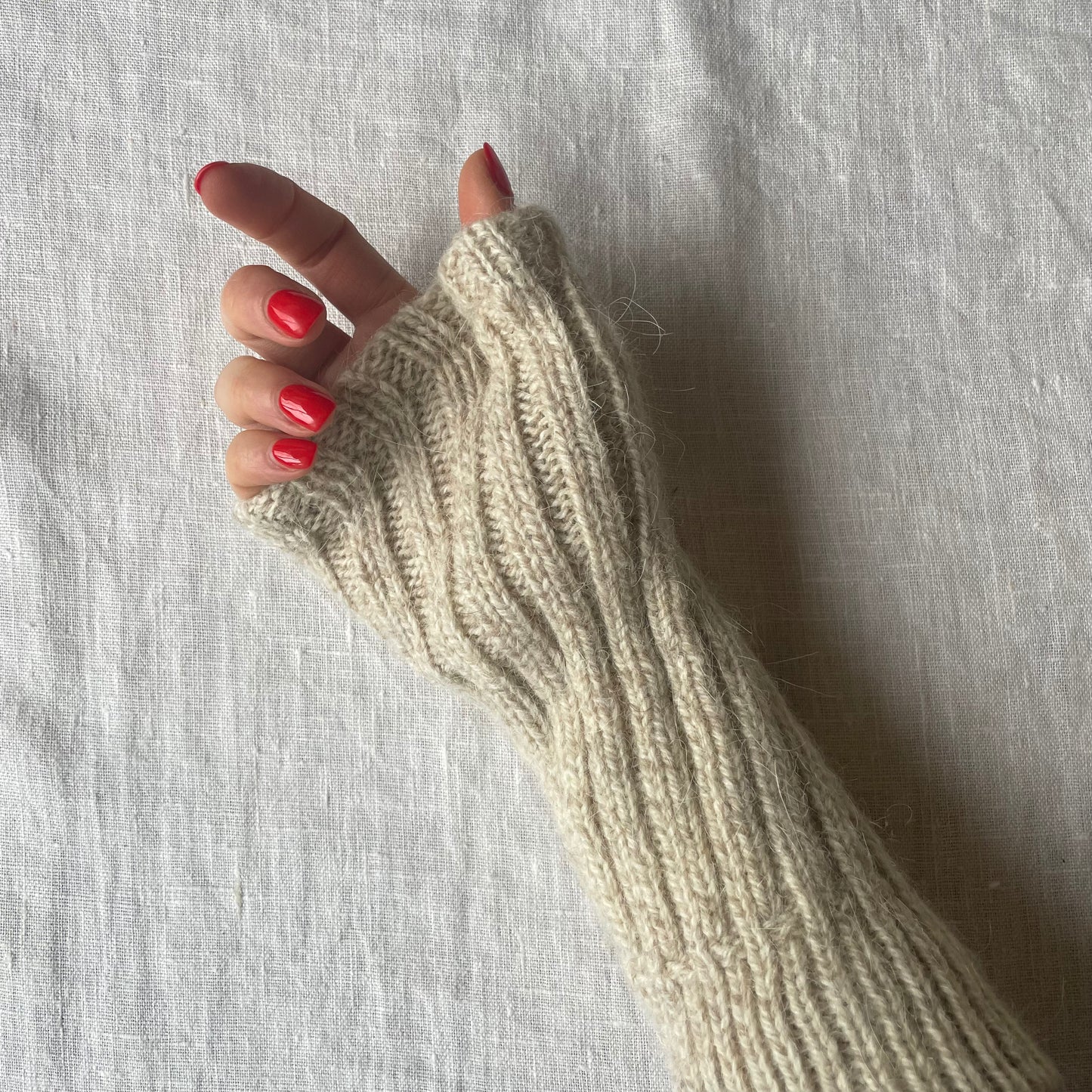 Natural Wool Fingerless Gloves/ Hand Warmers - 65% Wool, 35% alpaca