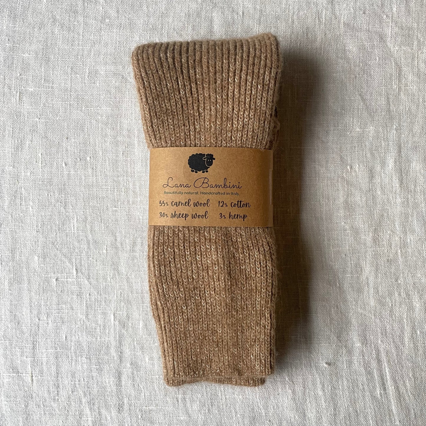 Natural Untreated Wool Long Socks - Camel, Wool, Cotton & Hemp