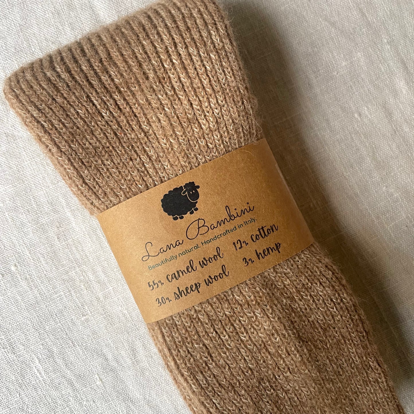 Natural Untreated Wool Long Socks - Camel, Wool, Cotton & Hemp