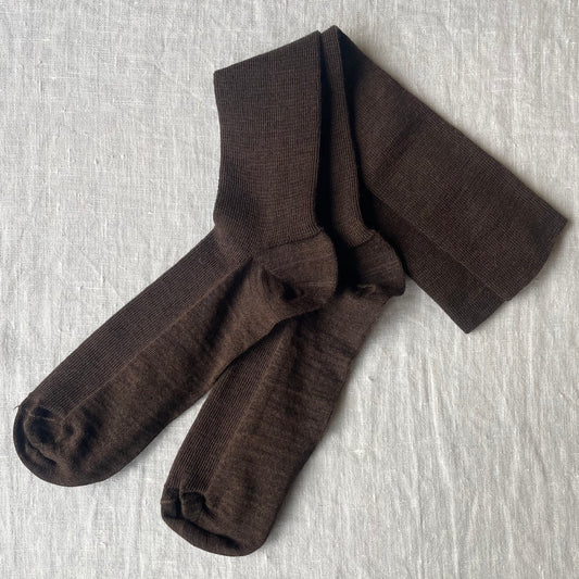 Knee High Light-Knit Socks - 90% Wool, 10% Cotton