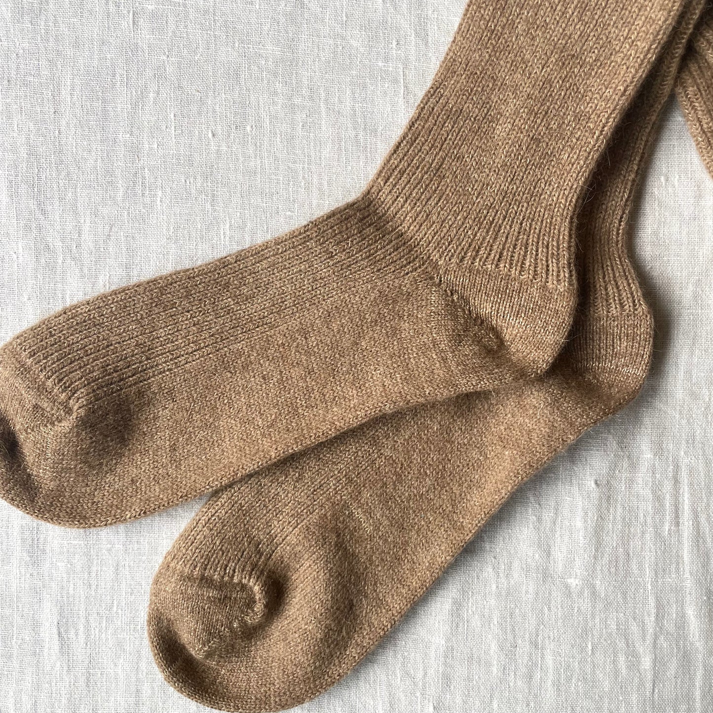 Natural Untreated Wool Long Socks - Camel, Wool, Cotton & Hemp