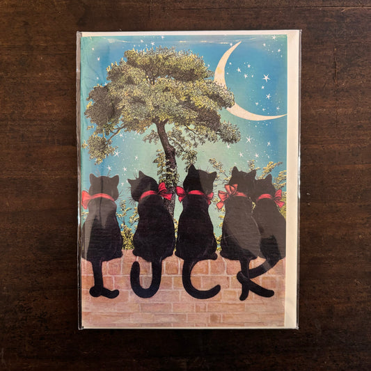 Good Luck Cats on a Wall Greetings Card