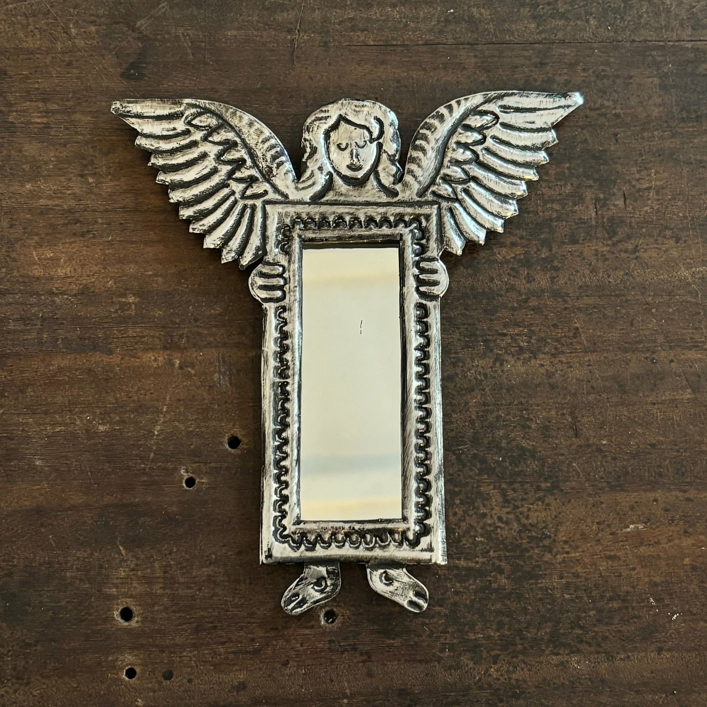 Mexican Tin Milagros - Small Angel Mirror