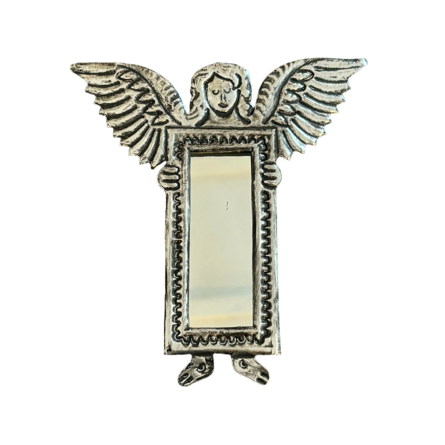 Mexican Tin Milagros - Small Angel Mirror Ex Voto