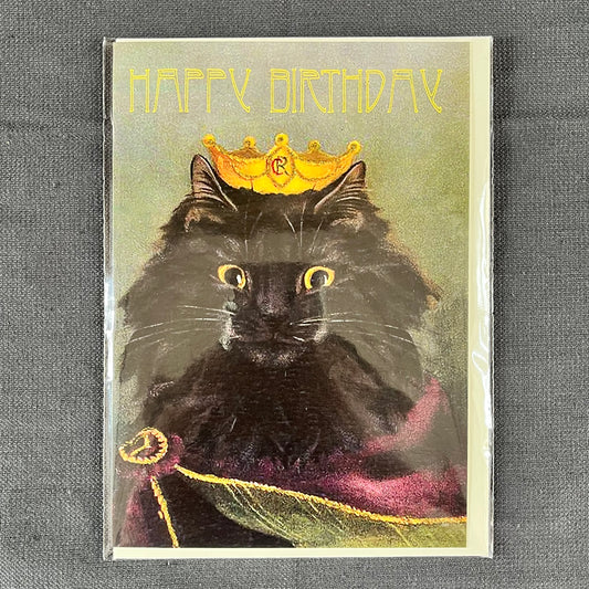 Glittered King Cat Birthday Card