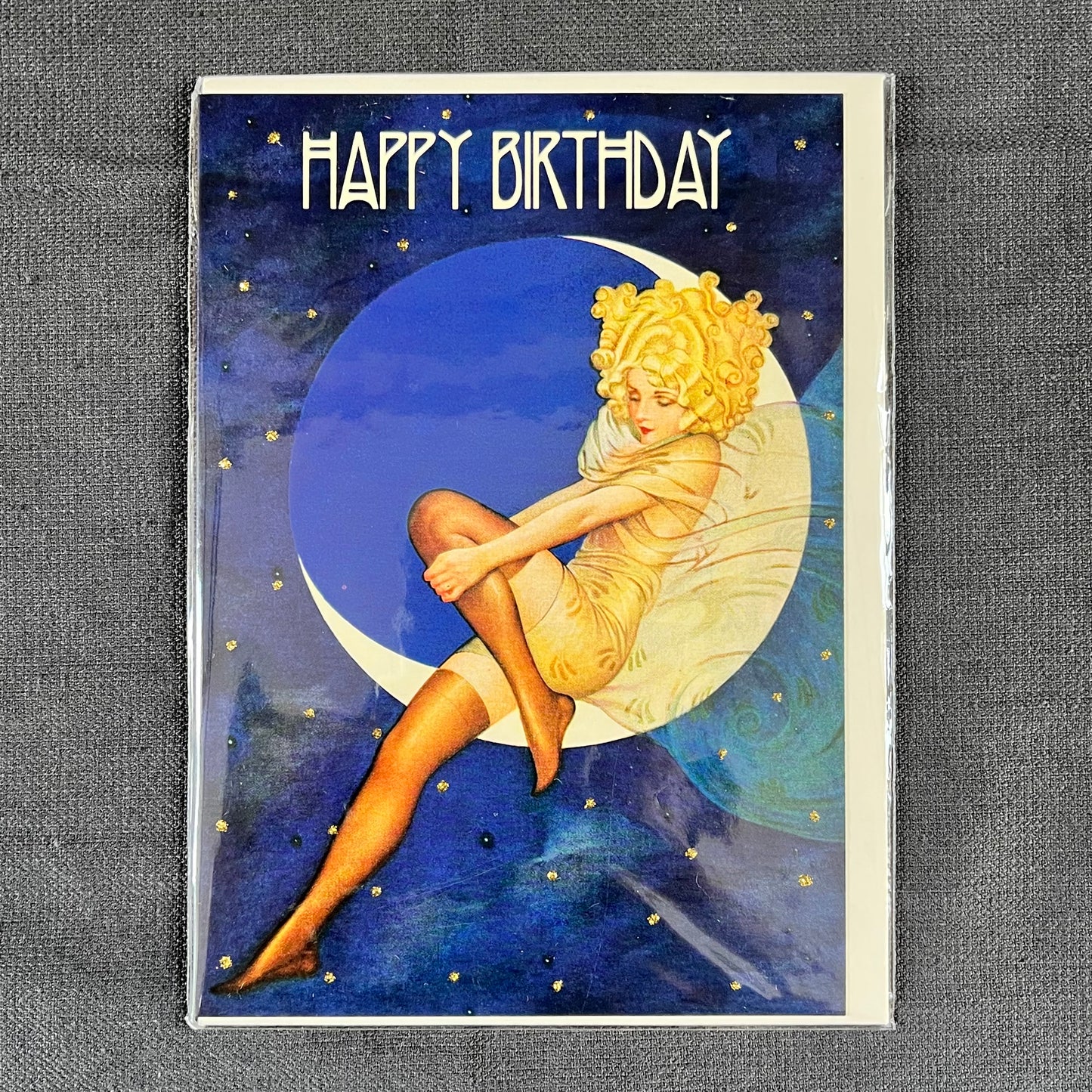 Woman On The Moon Glittered Birthday Card