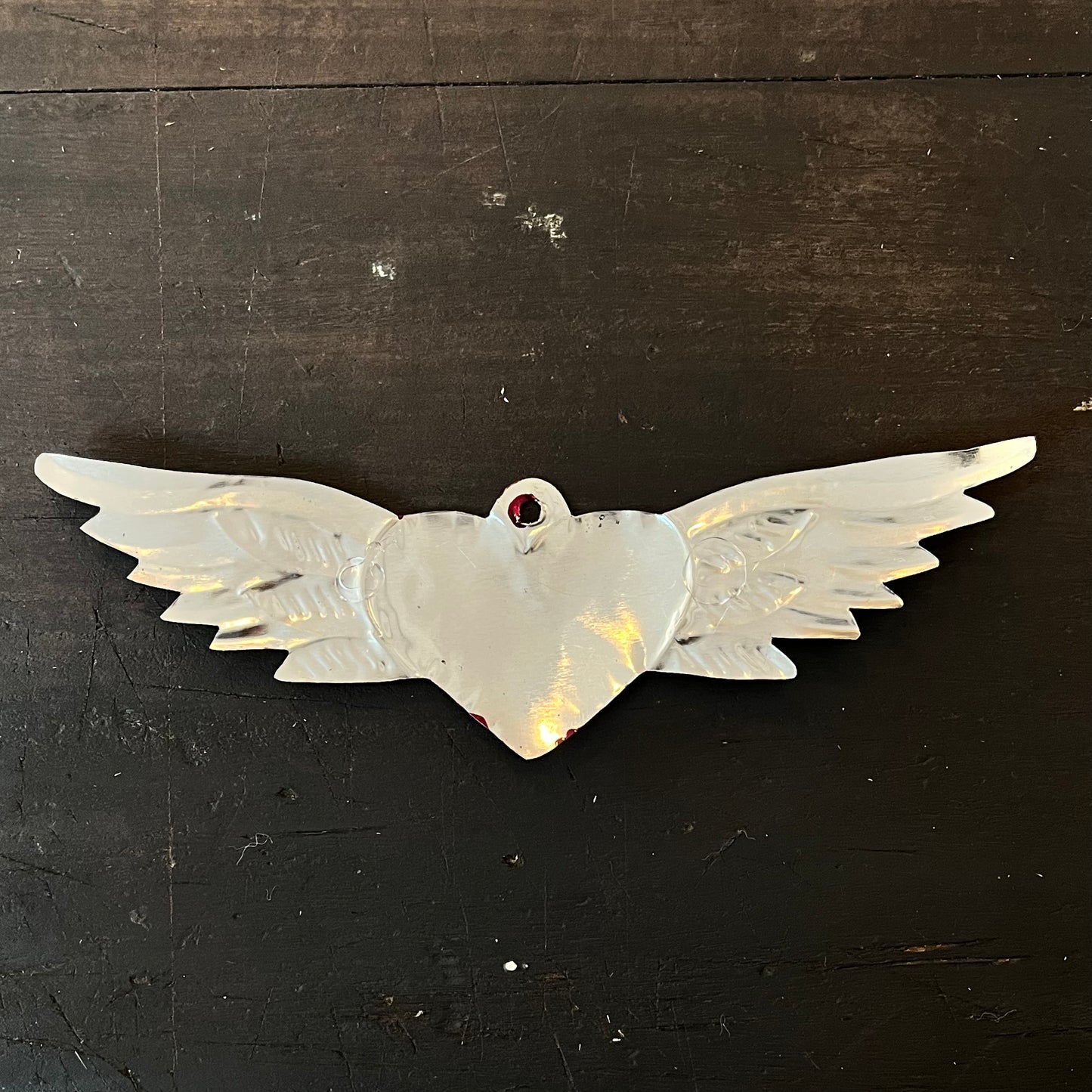 Mexican Tin Craft - Small Heart With Wings