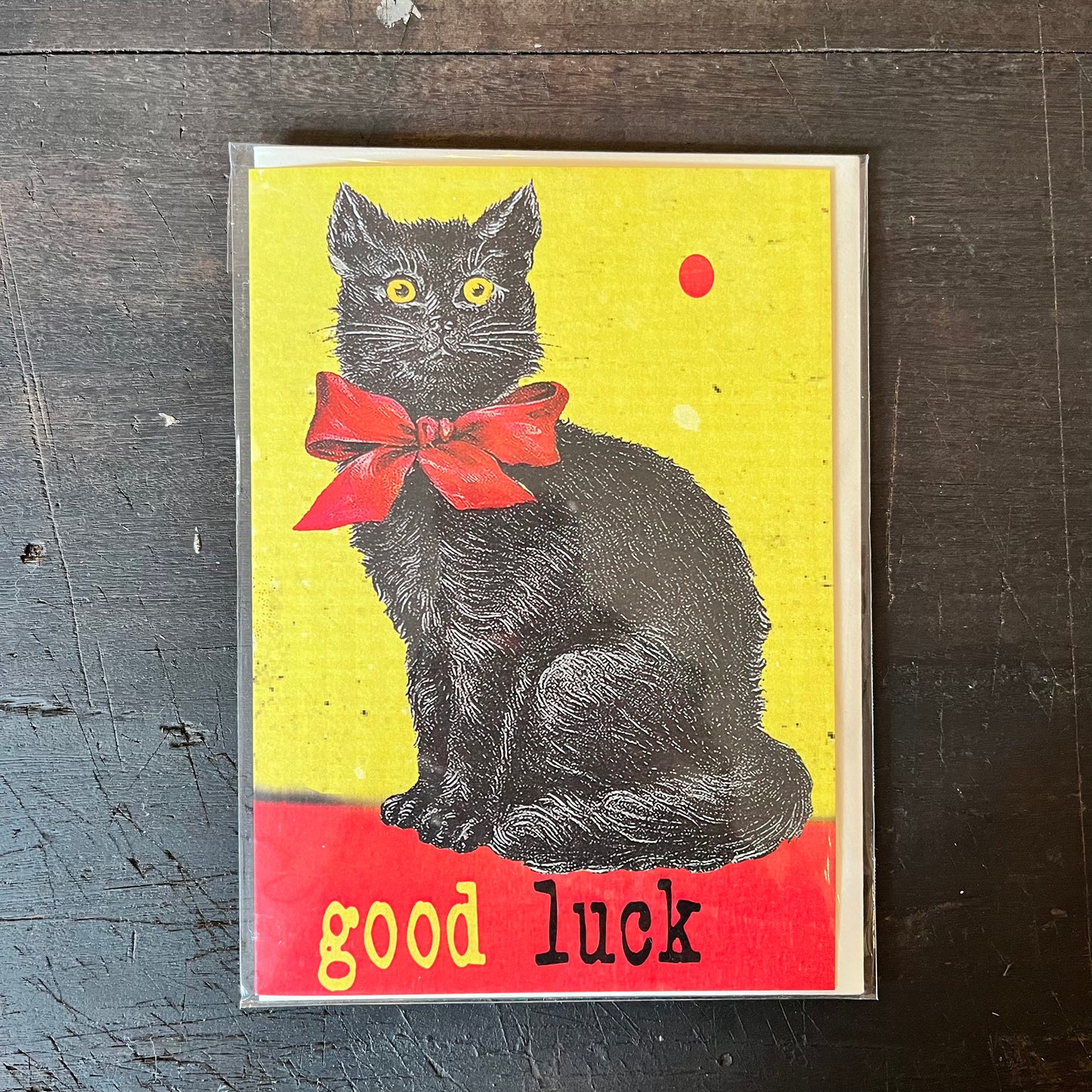 Good Luck Cat Greetings Card