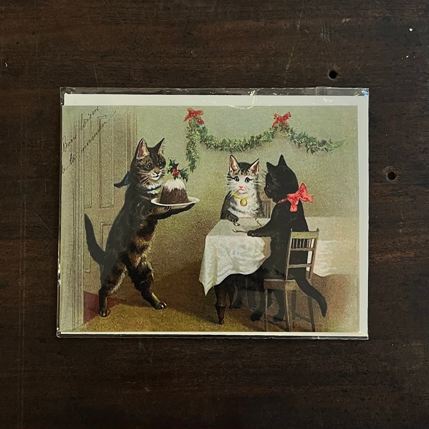 Glittered Christmas Cats Greetings Card