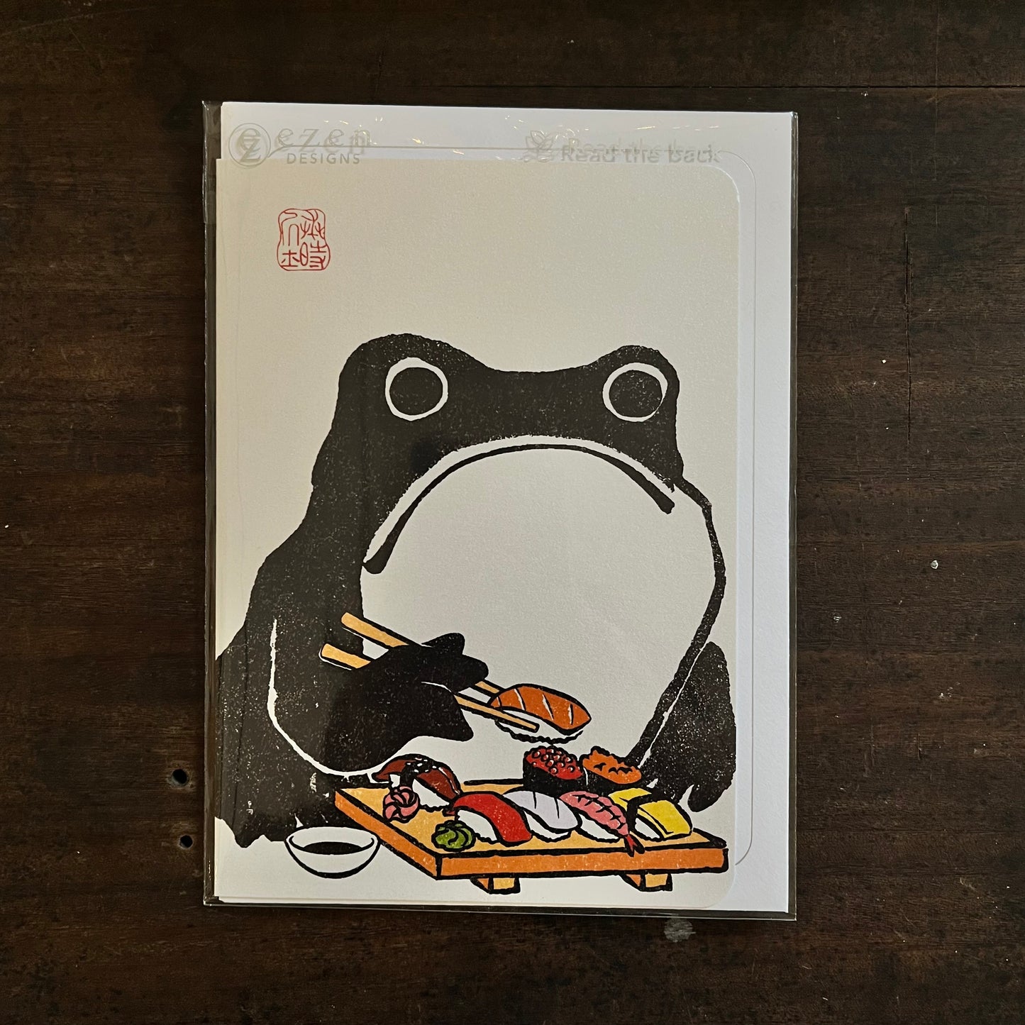 Sushi Frog Japanese Greetings Card