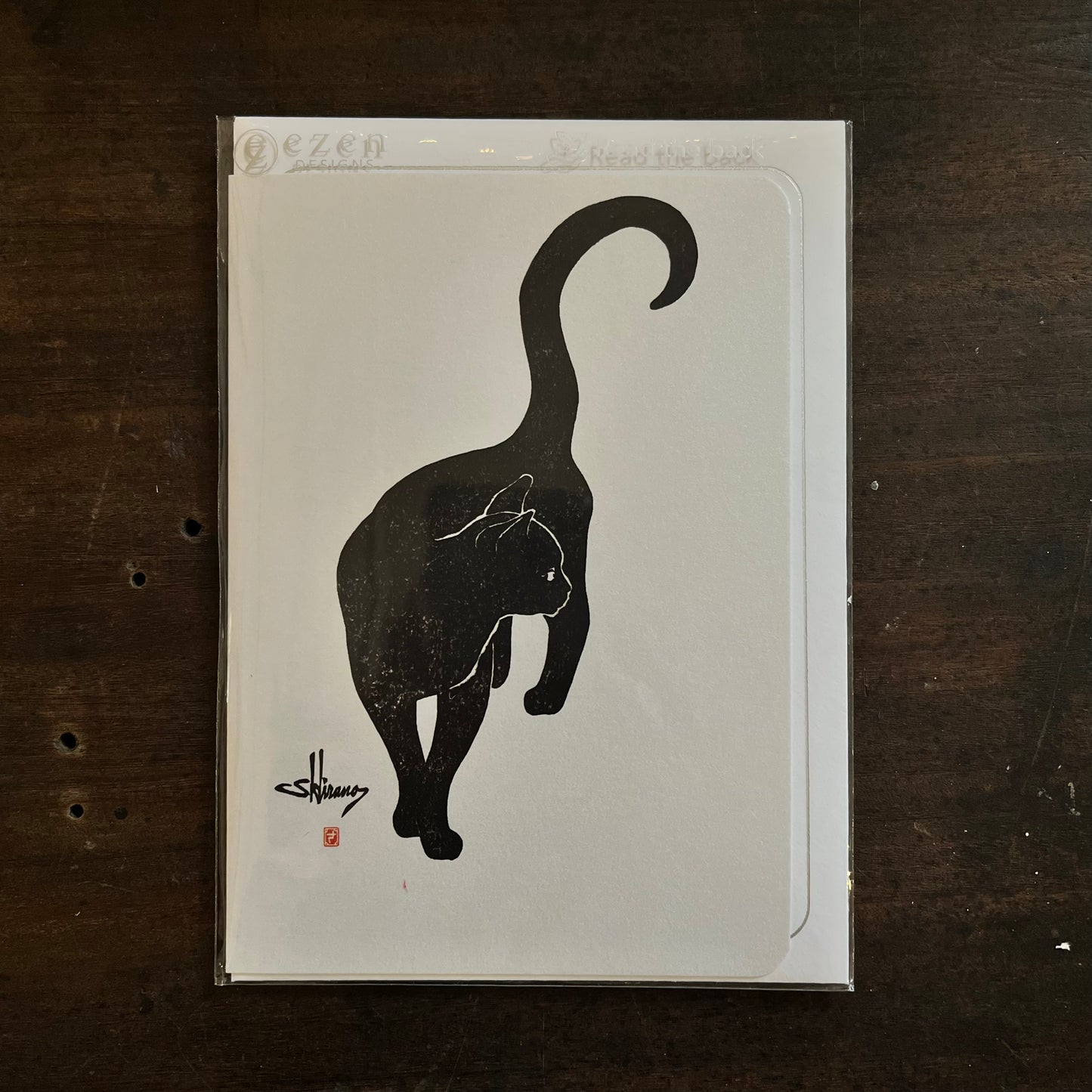 Black Cat Japanese Greetings Card