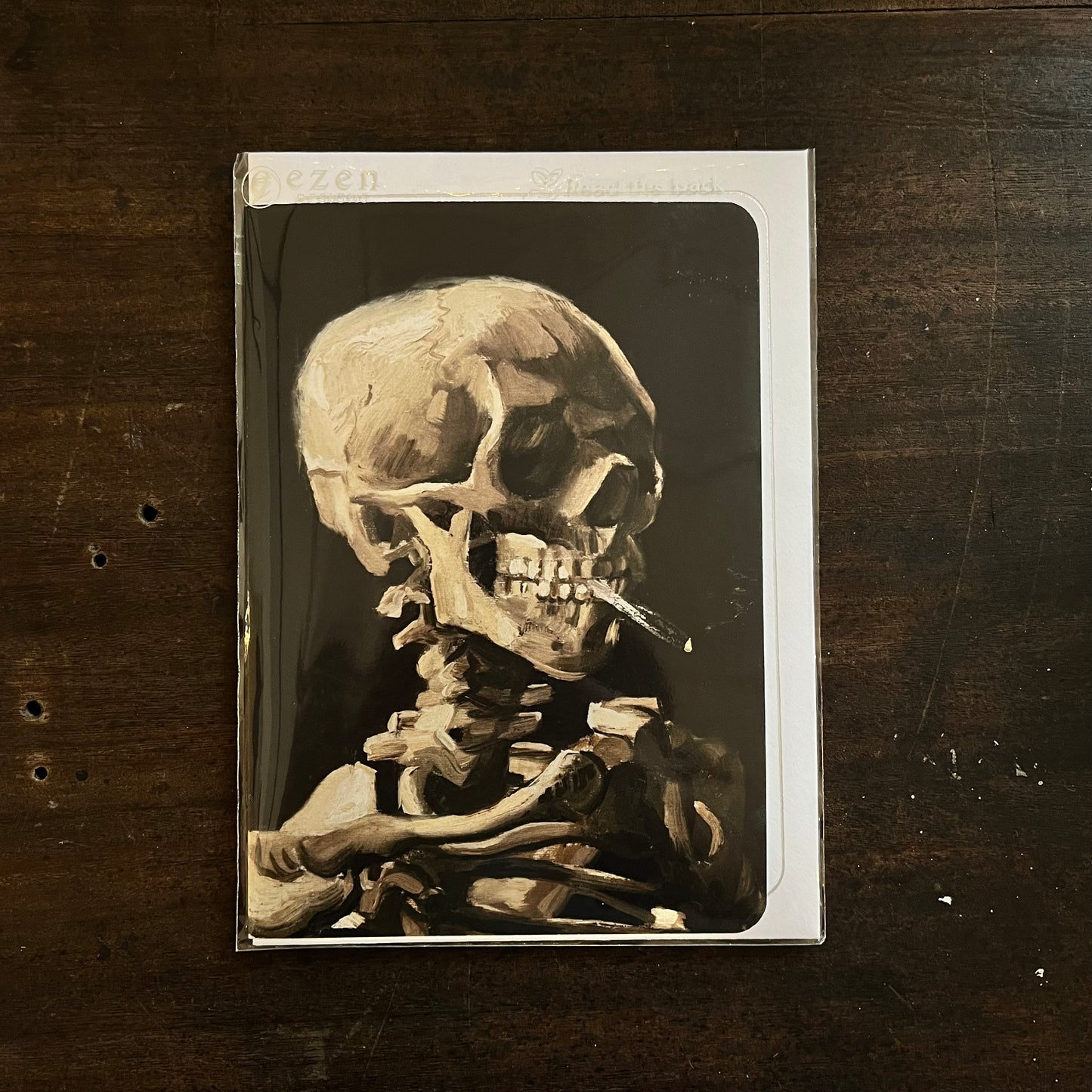 A Skeleton With A Cigarette By Van Gogh Greetings Card