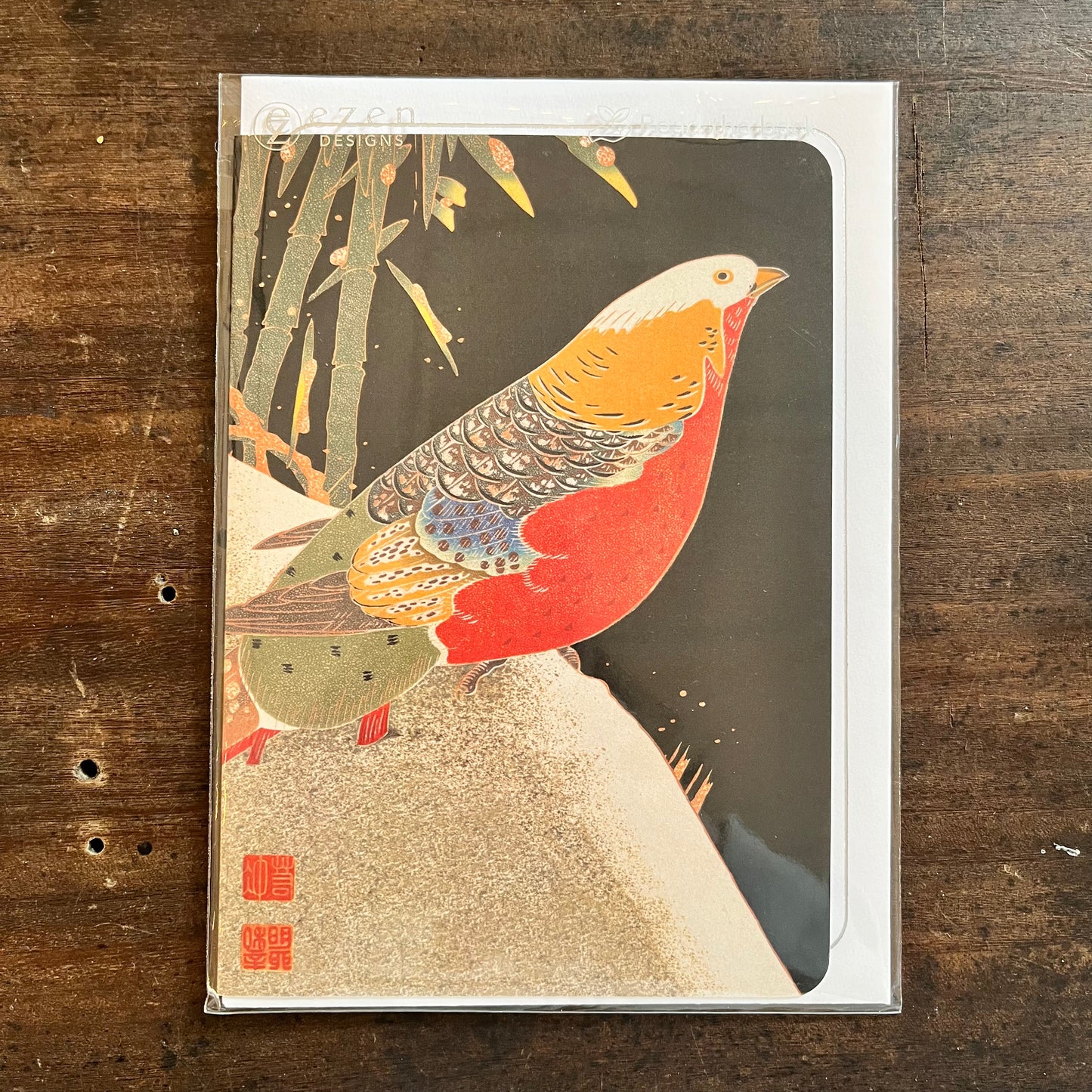 Golden Pheasant Japanese Greetings Card