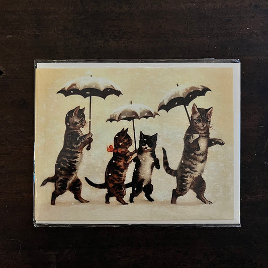 Cats In The Snow Greetings Card