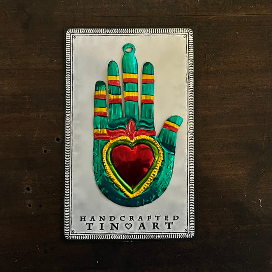 Mexican Tin Milagros - Colourful Hand