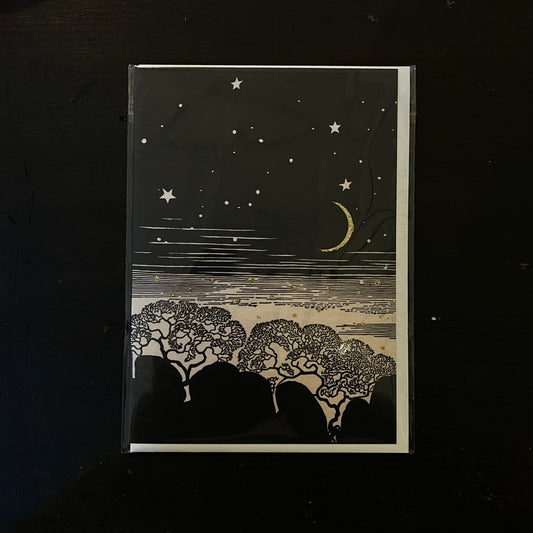 Moon Rise Glittered Greetings Card