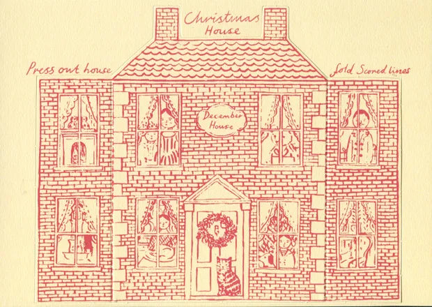 Pop-Up Xmas Town House Decorations Note Cards