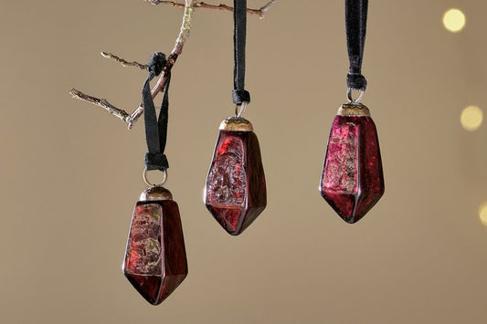 Ruby Antique Glass Finish Baubles