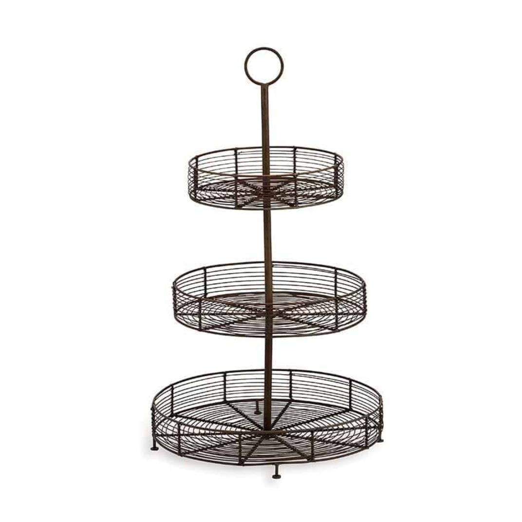 Three Tier Aged Wire Fruit Stand By Nkuku