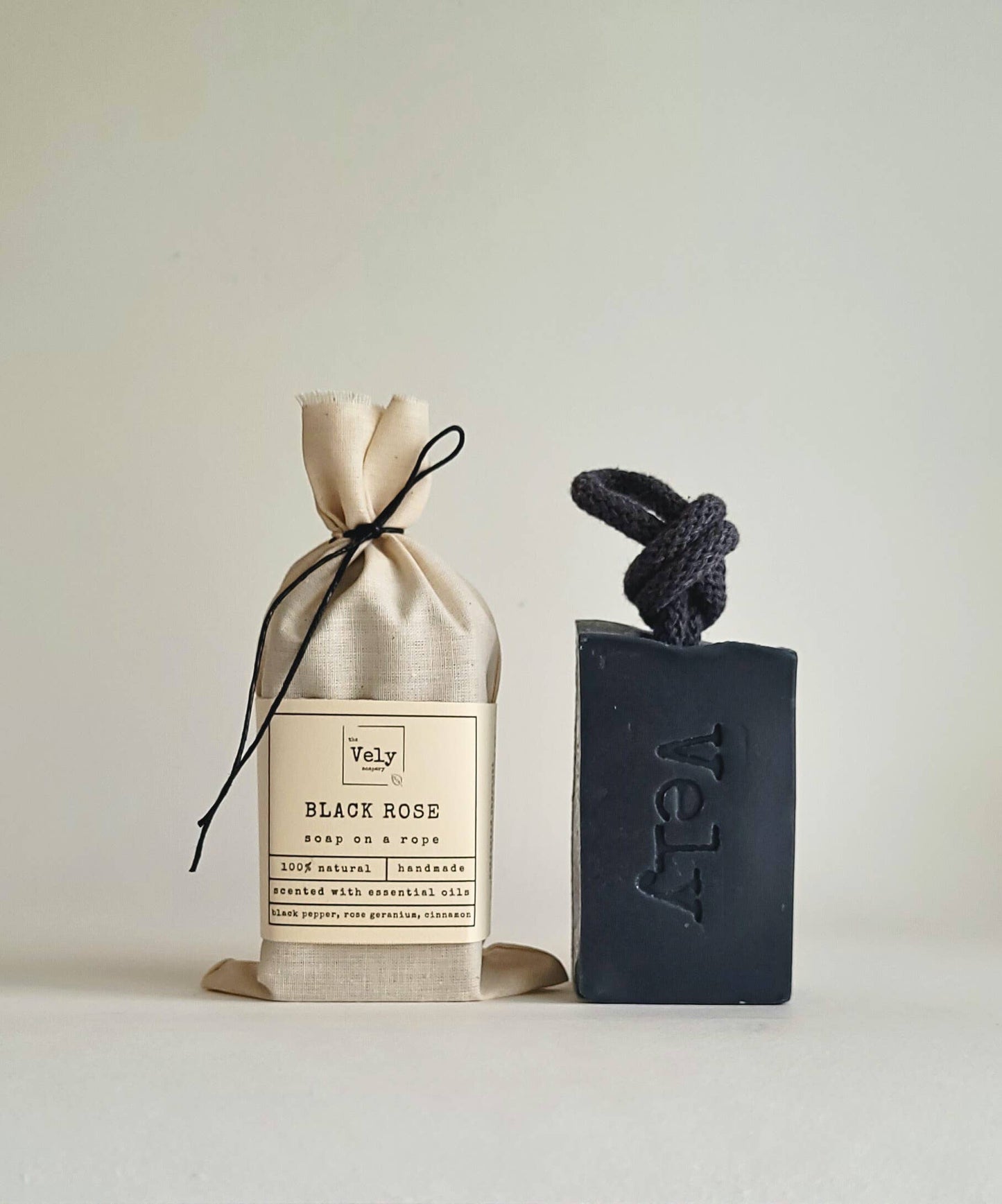 Natural Handmade Soap On A Rope “Black Rose"
