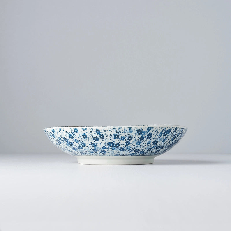 Japanese Blue Daisy Shallow Bowl