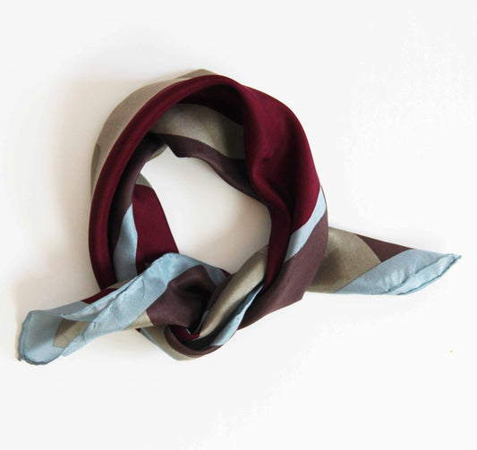 Vivaro Bordeaux & Beige Mini Square Silk Scarf