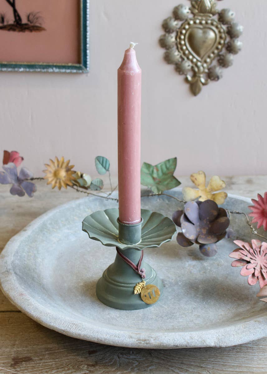 Green Petticoat Whimsical Candlestick